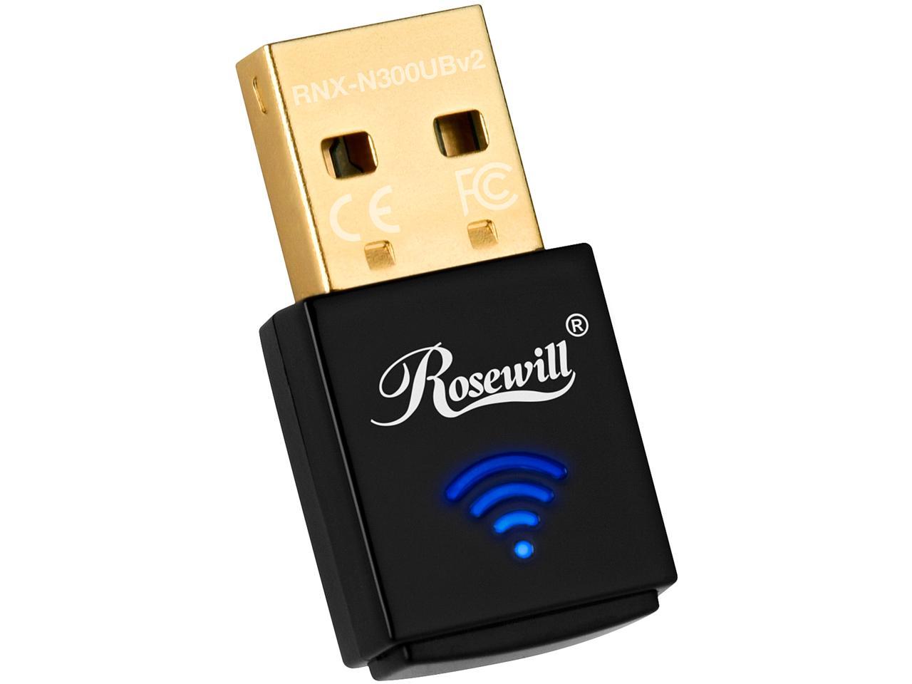 Rosewill N300 Wireless USB Wi-Fi Adapter, 300 Mbps Data Rate, USB 2.0