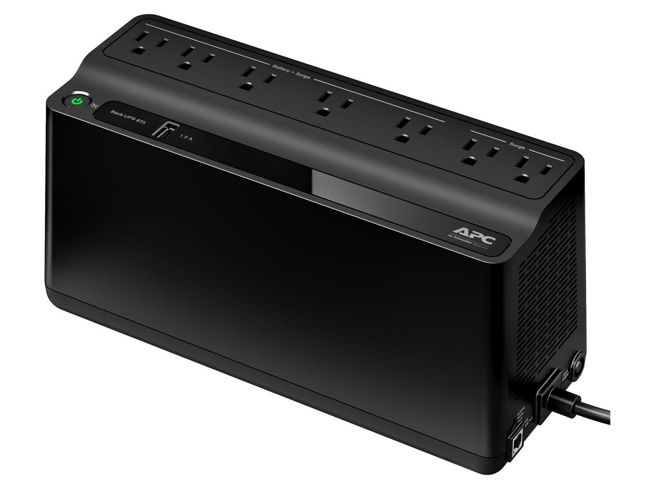 APC BE670M1 675VA 360 Watts 7 Outlets Uninterruptible Power Supply (UPS) with USB Charging Port (Stepup of BE600M1)