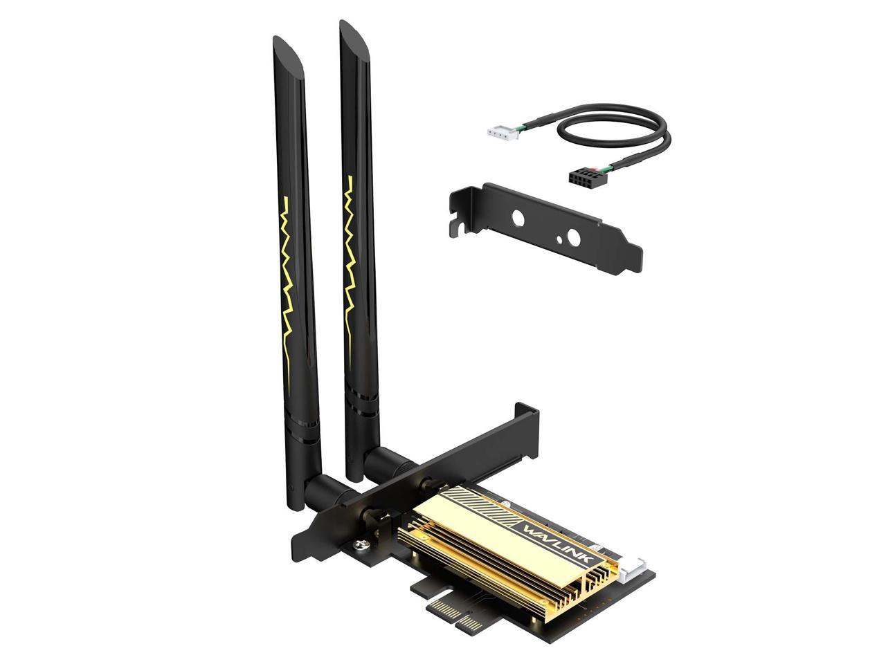 Wavlink WiFi 6E AX5400 PCIe WiFi Card AX210 Network Card Bluetooth 5.3 Tri-Band 2.4G/5G/6G Wireless Adapter, 802.11ax with MU-MIMO, OFDMA, WPA3, Heat Sink, 2x5dBi Antennas, for Windows 10/11 PC