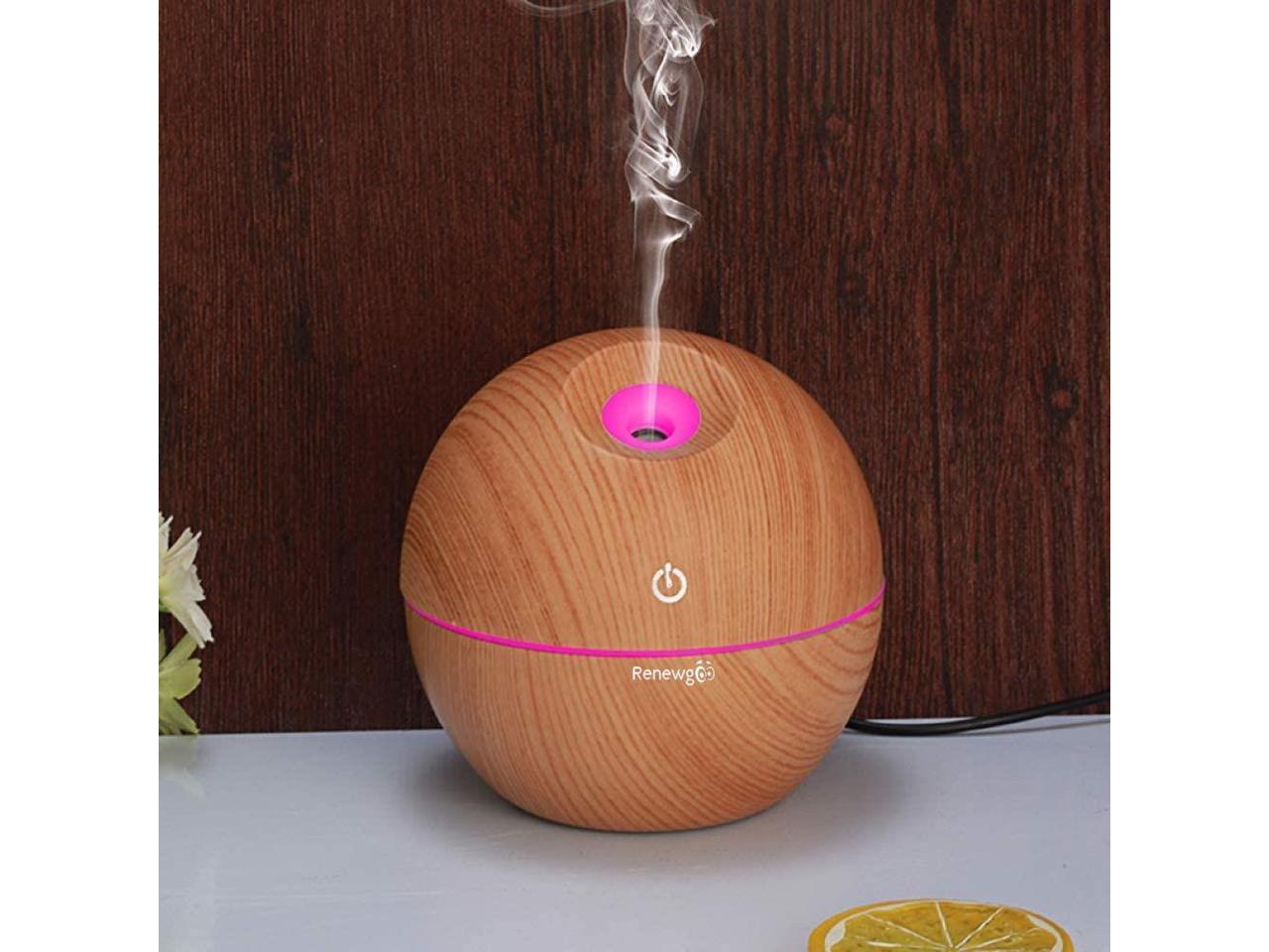 Renewgoo Color-Changing Aroma Diffuser Essential Oil Humidifier and Mist Maker, Ultimate Aromatherapy, Therapeutic Calm Relaxation, Light Wood Brown