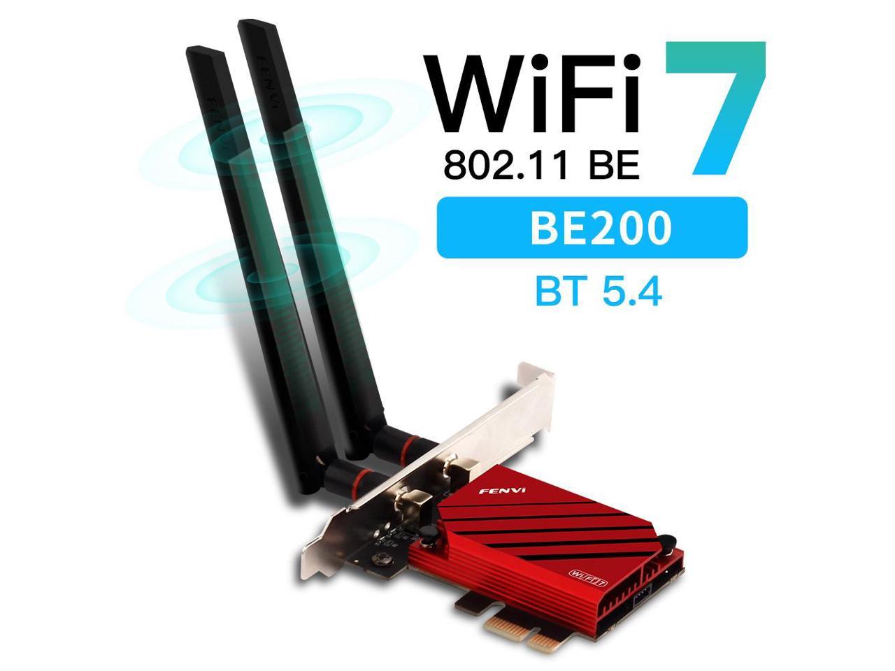 Fenvi WiFi 7 FV-BE8800 Wireless Card 8774Mbps PCIe WiFi Card,Bluetooth 5.4,With Intel WiFi 7 BE200 Chip,Tri-Bands(6GHz/5GHz/2.4GHz) for Gaming PC Desktop,Support Windows 11/10(64Bit),MU-MIMO WiFi 6E