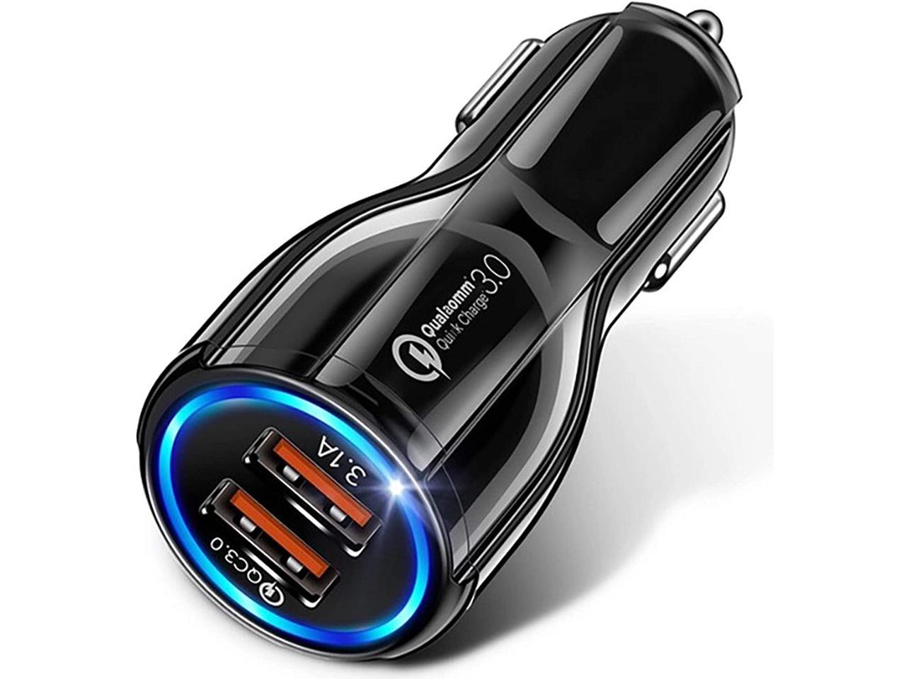 Fast Charge USB Car Charger, Dual Port USB 3.0 Mini Car Phone Charger, 30W/ 5A Fast Charging Cigarette Lighter Adapter,Compatiible with iPhone, Samsung and Android phones