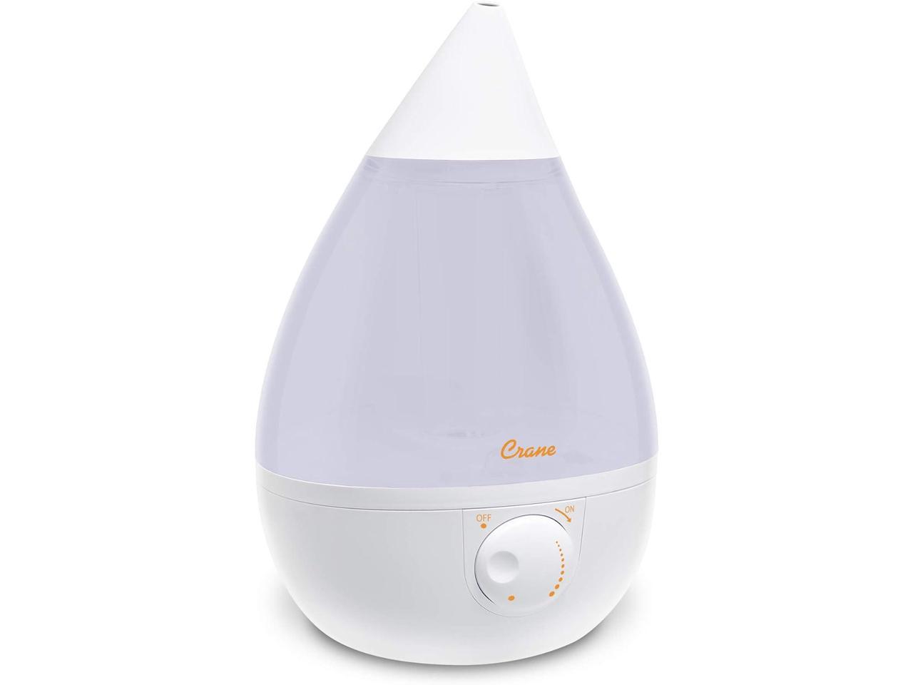 Crane Ultrasonic Cool Mist Humidifier for Bedroom, Baby Nursery, Kids Room, Plants, or Office, Large 1 Gallon Tank, Filter Optional, White