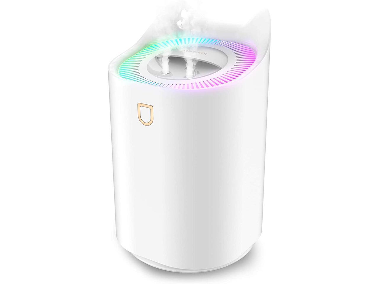 KEHIPI 3L Cool Mist Humidifiers, Diffuser for Essential Oils,Quiet Ultrasonic Humidifier for Bedroom,Large Home,Baby Room,Plant,Up to 50 Hours Time with Adjustable Double Spray,Colorful Lights,Easy to